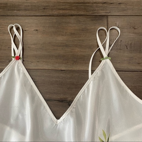 L.A. Intimates satin white floral night gown and robe chemise‎ USA made slip - Picture 12 of 14